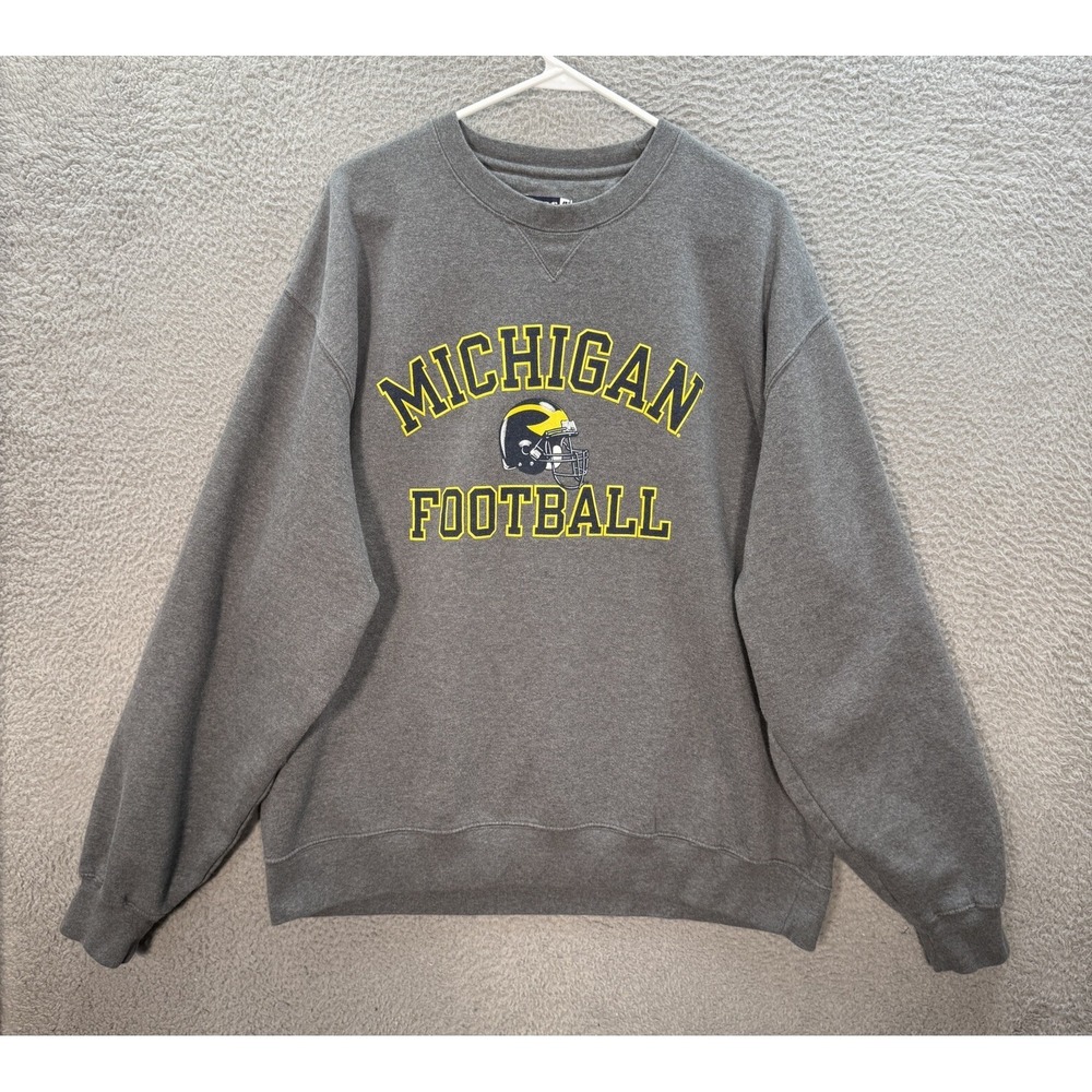 Michigan Wolverines Sweatshirt Mens 2XL XXL Gray Crewneck University NCAA Sports